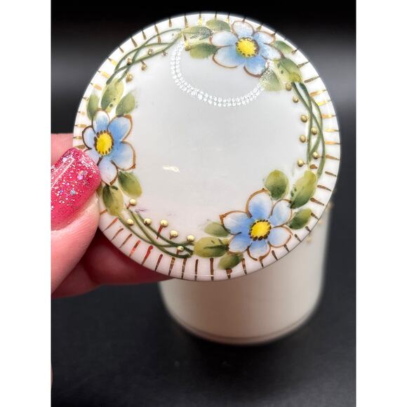 Nippon Japan Vanity Grooming Trinket Lidded Jars Set of 3 w/ Under Plate Antique - Picture 6 of 12